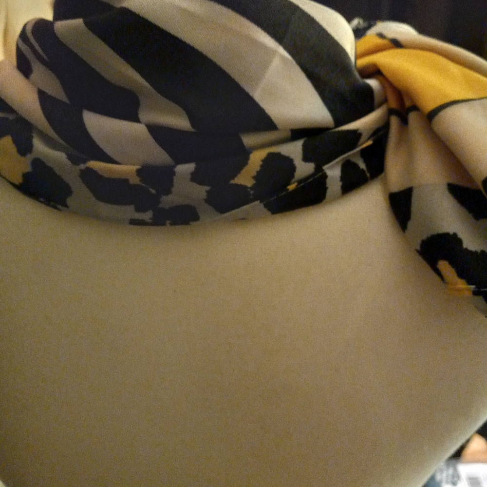 New,2 zebra pattern 35 inch scarf aganist gold background & border trim 100%poly - Picture 2 of 8